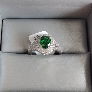 Zales Oval Halo Ring .925 Lab Gems